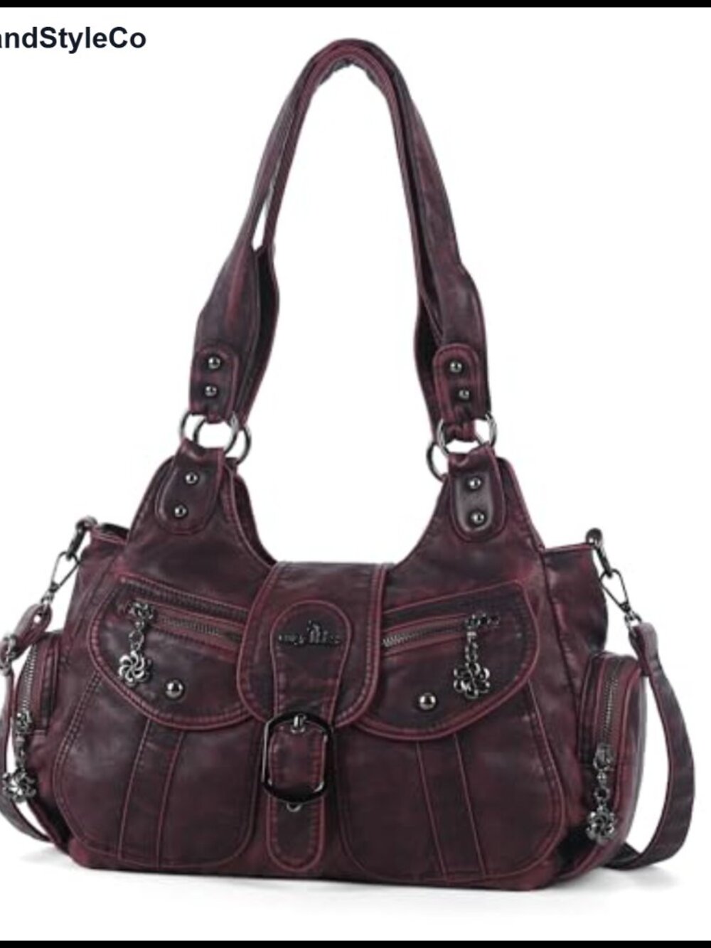 Hobo Shoulder Bag Vegan Leather Tote with Crossbody Strap Roomy